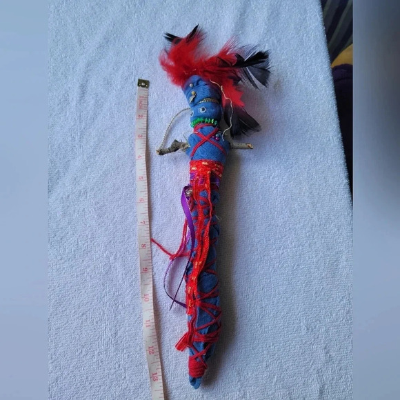 Homemade Doll with red feathers and googly eyes - Picture 9 of 10